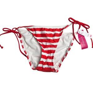 Xhilaration NWT Swim Bikini Bottom Striped Red Size Small S Side Tie